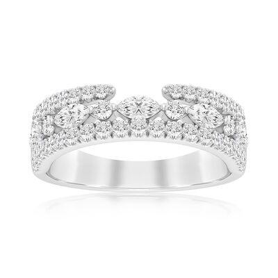Lab Grown Diamond 1ctw. Marquise and Round Triple Row Wedding Ring in 14k White Gold